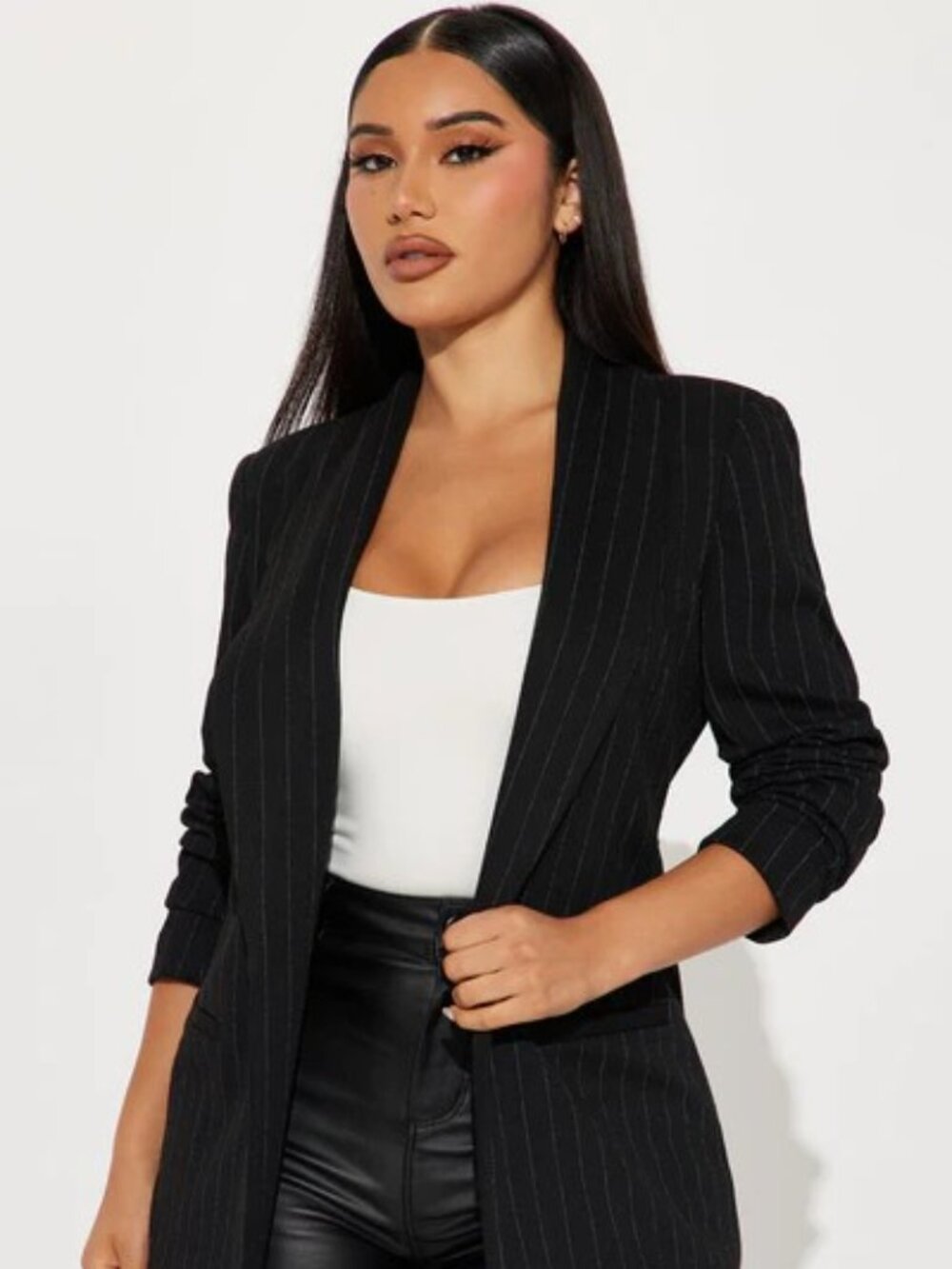 New Perspective Pinstripe Blazer - Black